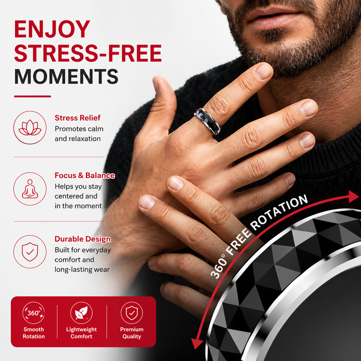 Premium Smart Health Tracking Ring Spinner Anxiety Relief Heart Rate Sleep Monitor 60 Day Battery App Sync Magnetic Charging Case Wellness Ring
