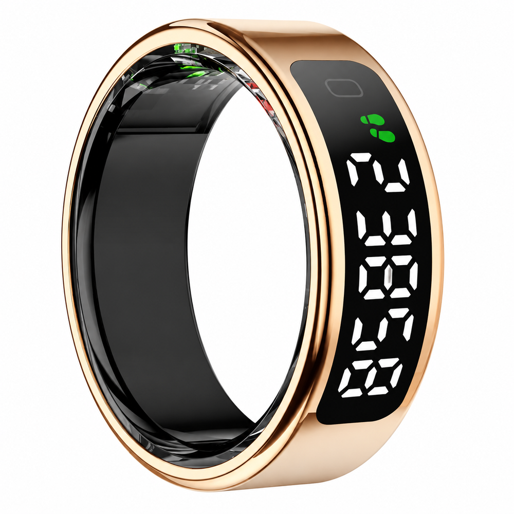 Premium Smart Ring Touch Display Activity Tracker Wireless Charging 5ATM Waterproof Stainless Steel Smart Fitness Sleep Monitor Ring Men Women