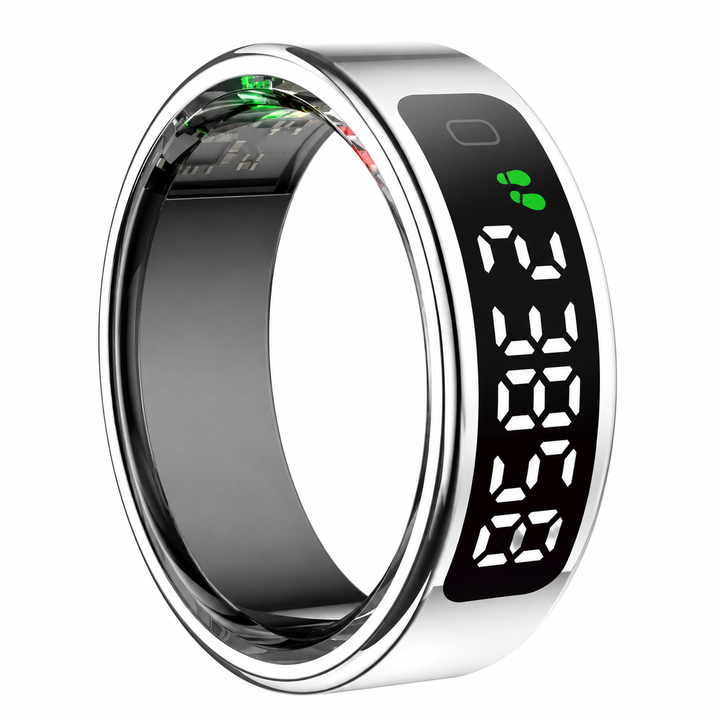 Premium Smart Ring Touch Display Activity Tracker Wireless Charging 5ATM Waterproof Stainless Steel Smart Fitness Sleep Monitor Ring Men Women