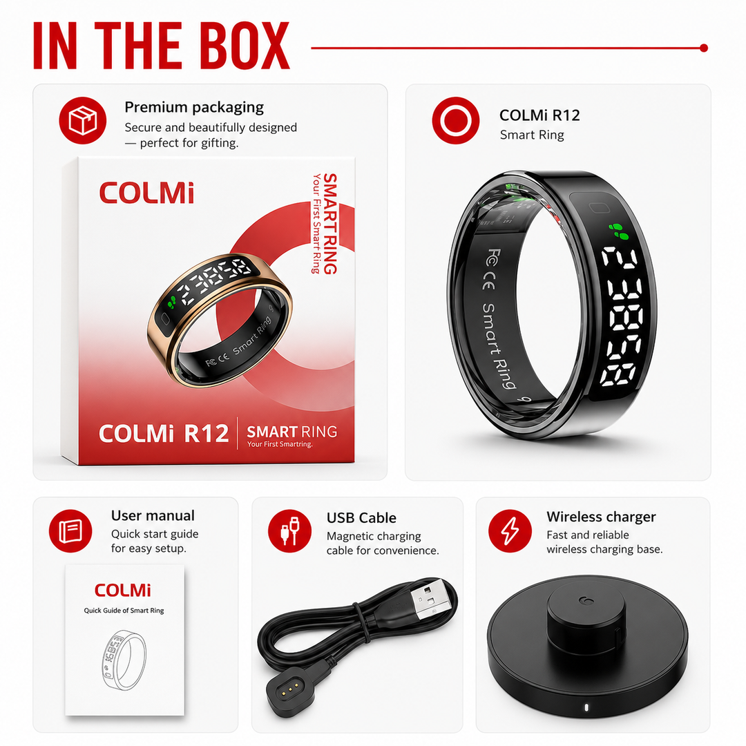 Premium Smart Ring Touch Display Activity Tracker Wireless Charging 5ATM Waterproof Stainless Steel Smart Fitness Sleep Monitor Ring Men Women