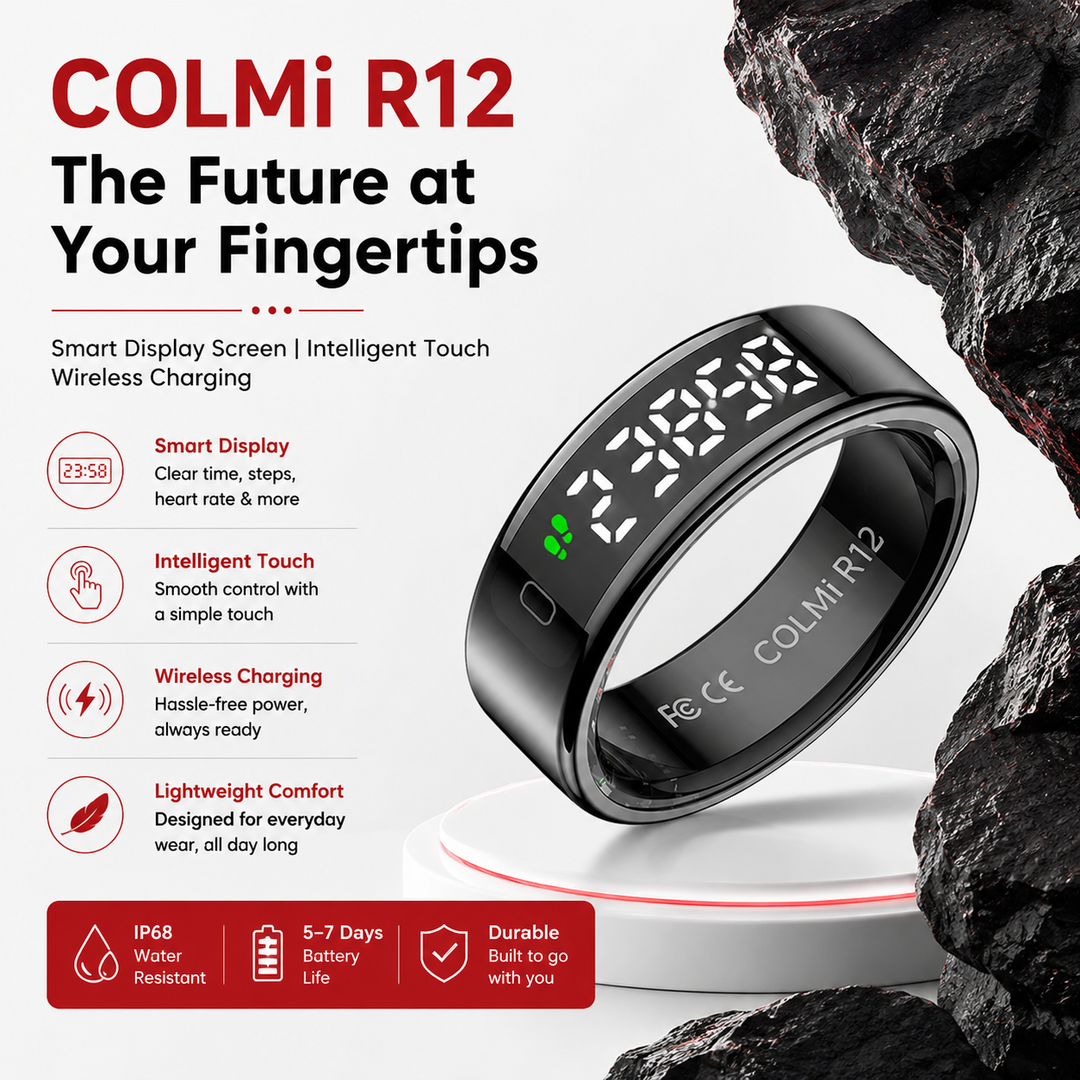 Premium Smart Ring Touch Display Activity Tracker Wireless Charging 5ATM Waterproof Stainless Steel Smart Fitness Sleep Monitor Ring Men Women