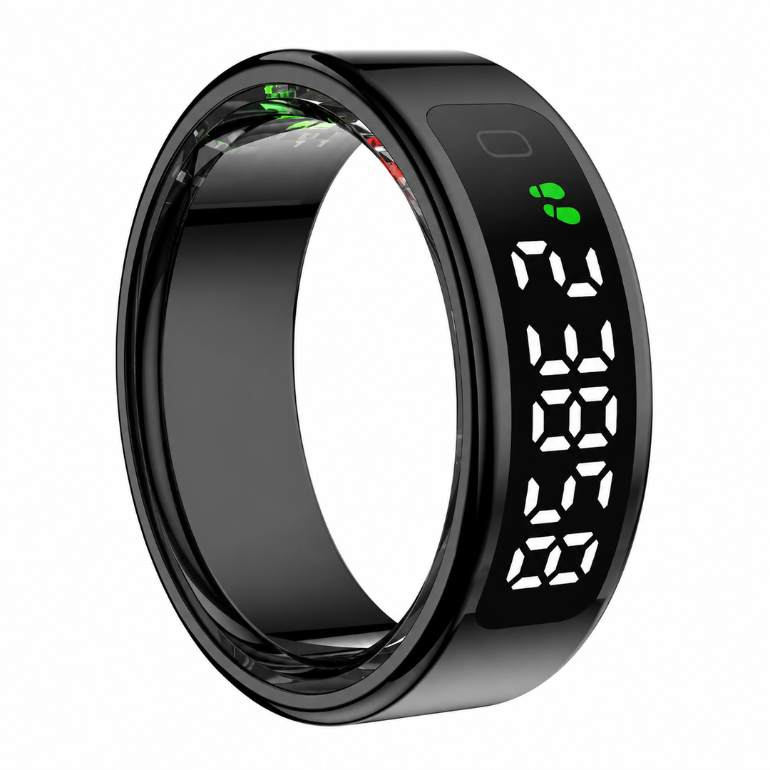 Premium Smart Ring Touch Display Activity Tracker Wireless Charging 5ATM Waterproof Stainless Steel Smart Fitness Sleep Monitor Ring Men Women