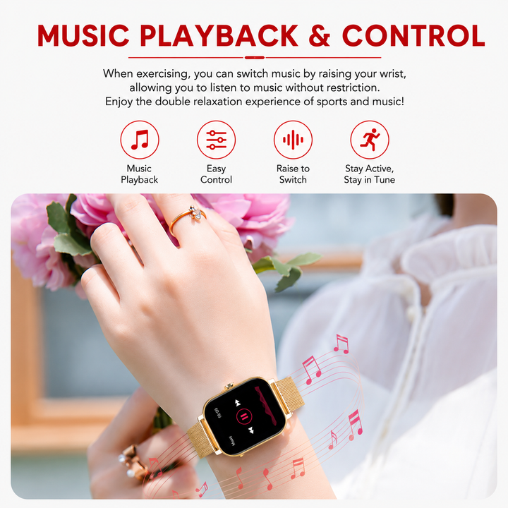 Premium Smartwatch 1.44 Inch Full Touch Bluetooth Calling IP67 Fitness Tracker Heart Rate Monitor Activity Tracker iOS Android Custom Dial Watch