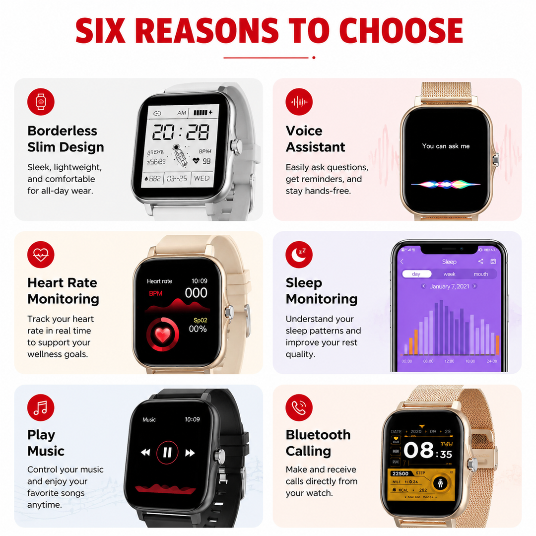 Premium Smartwatch 1.44 Inch Full Touch Bluetooth Calling IP67 Fitness Tracker Heart Rate Monitor Activity Tracker iOS Android Custom Dial Watch
