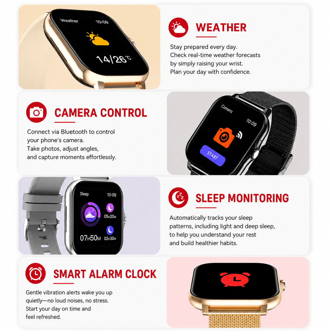 Premium Smartwatch 1.44 Inch Full Touch Bluetooth Calling IP67 Fitness Tracker Heart Rate Monitor Activity Tracker iOS Android Custom Dial Watch