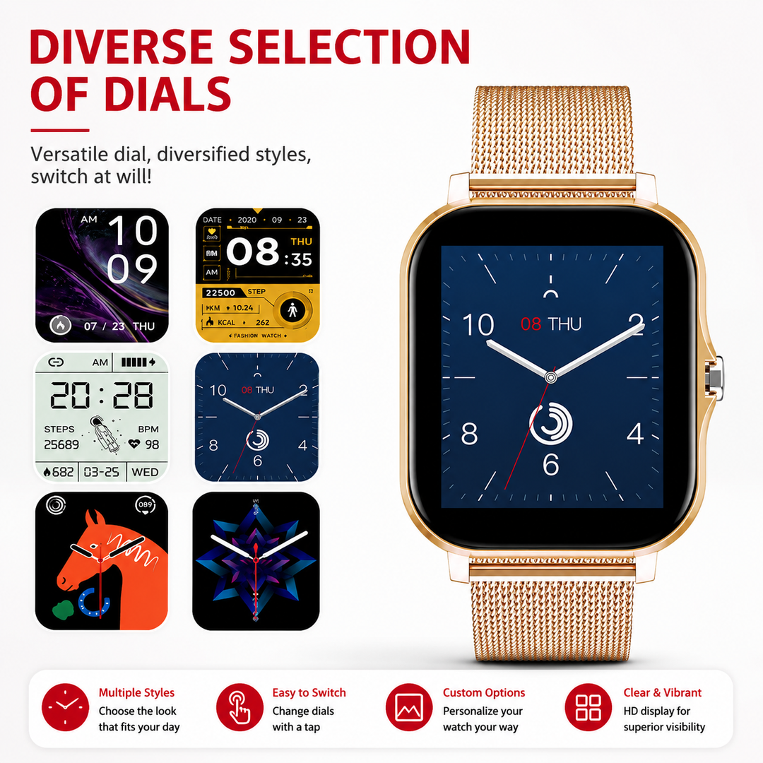 Premium Smartwatch 1.44 Inch Full Touch Bluetooth Calling IP67 Fitness Tracker Heart Rate Monitor Activity Tracker iOS Android Custom Dial Watch