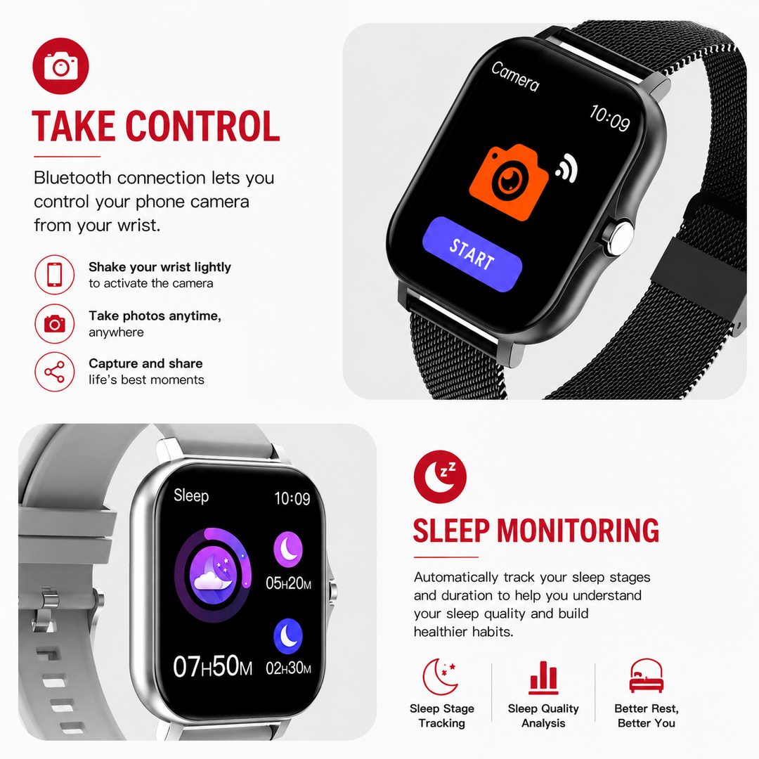 Premium Smartwatch 1.44 Inch Full Touch Bluetooth Calling IP67 Fitness Tracker Heart Rate Monitor Activity Tracker iOS Android Custom Dial Watch