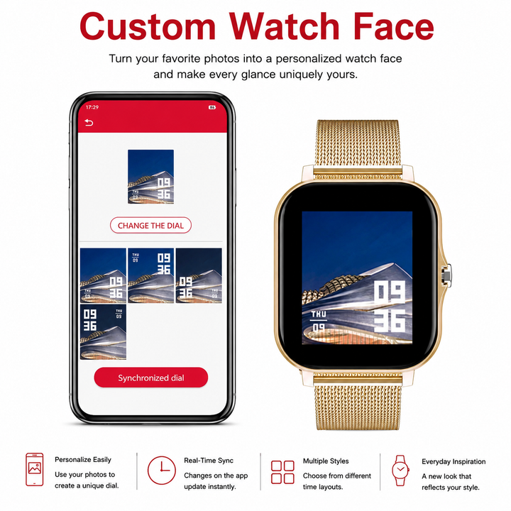 Premium Smartwatch 1.44 Inch Full Touch Bluetooth Calling IP67 Fitness Tracker Heart Rate Monitor Activity Tracker iOS Android Custom Dial Watch