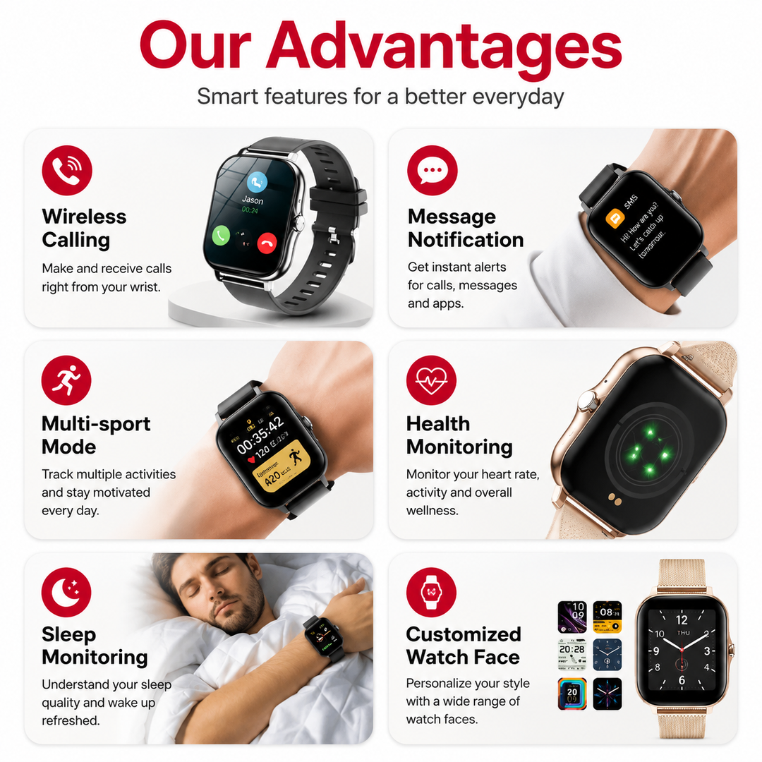Premium Smartwatch 1.44 Inch Full Touch Bluetooth Calling IP67 Fitness Tracker Heart Rate Monitor Activity Tracker iOS Android Custom Dial Watch