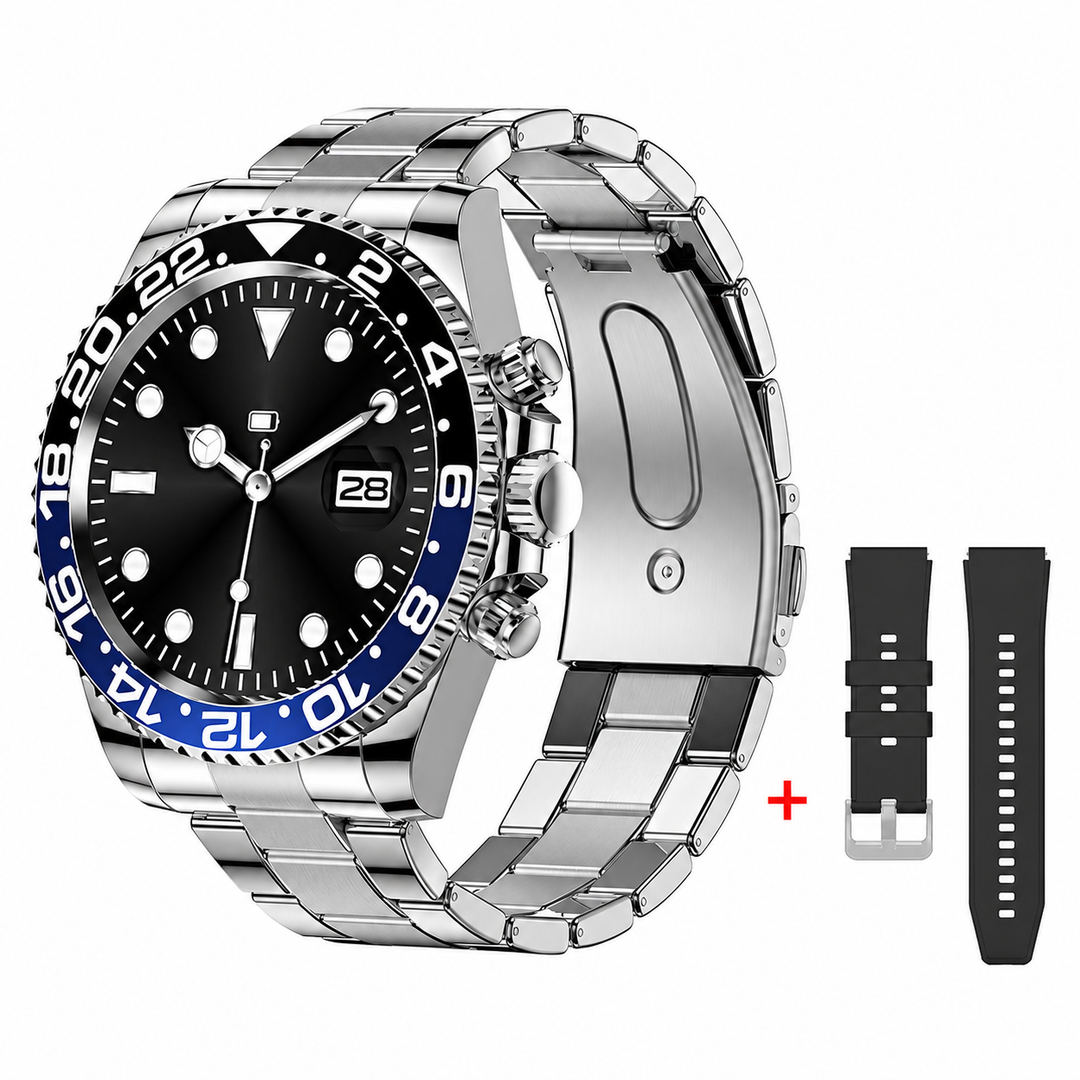 Premium Smartwatch 1.96" Curved AMOLED Bluetooth Calling Fitness Tracker Sports Modes IP68 Waterproof Health Monitoring AI Voice Assistant Android iOS Compatible Watch Daily Use