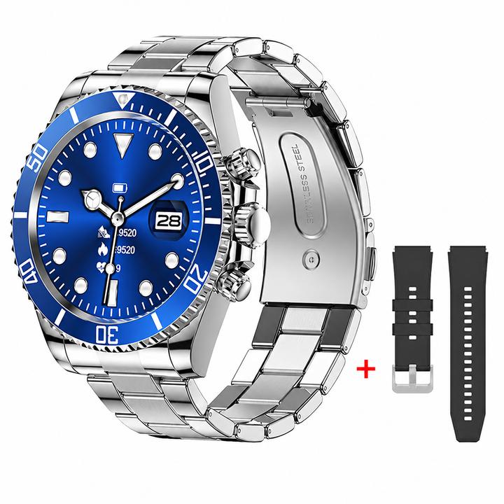 Premium Smartwatch 1.96" Curved AMOLED Bluetooth Calling Fitness Tracker Sports Modes IP68 Waterproof Health Monitoring AI Voice Assistant Android iOS Compatible Watch Daily Use