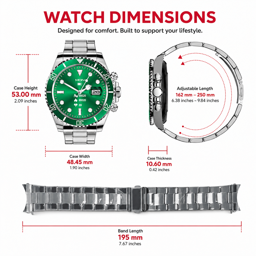 Premium Smartwatch 1.96" Curved AMOLED Bluetooth Calling Fitness Tracker Sports Modes IP68 Waterproof Health Monitoring AI Voice Assistant Android iOS Compatible Watch Daily Use