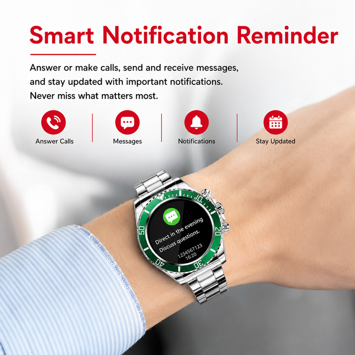 Premium Smartwatch 1.96" Curved AMOLED Bluetooth Calling Fitness Tracker Sports Modes IP68 Waterproof Health Monitoring AI Voice Assistant Android iOS Compatible Watch Daily Use