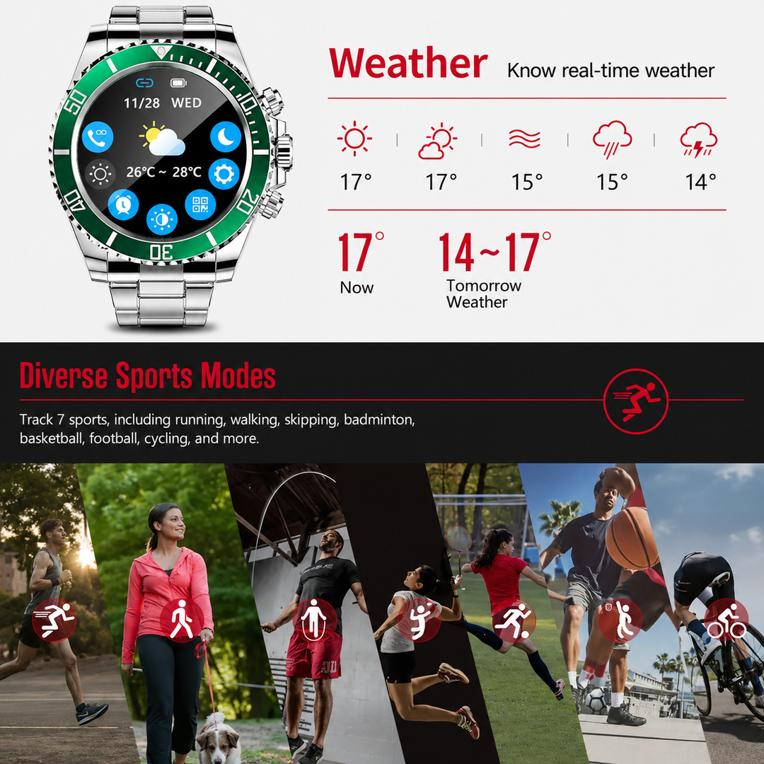 Premium Smartwatch 1.96" Curved AMOLED Bluetooth Calling Fitness Tracker Sports Modes IP68 Waterproof Health Monitoring AI Voice Assistant Android iOS Compatible Watch Daily Use