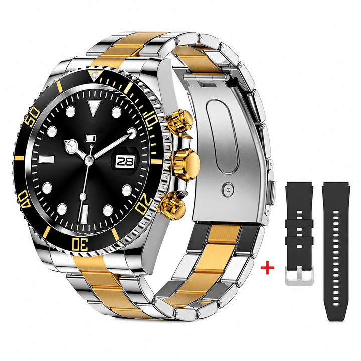 Premium Smartwatch 1.96" Curved AMOLED Bluetooth Calling Fitness Tracker Sports Modes IP68 Waterproof Health Monitoring AI Voice Assistant Android iOS Compatible Watch Daily Use