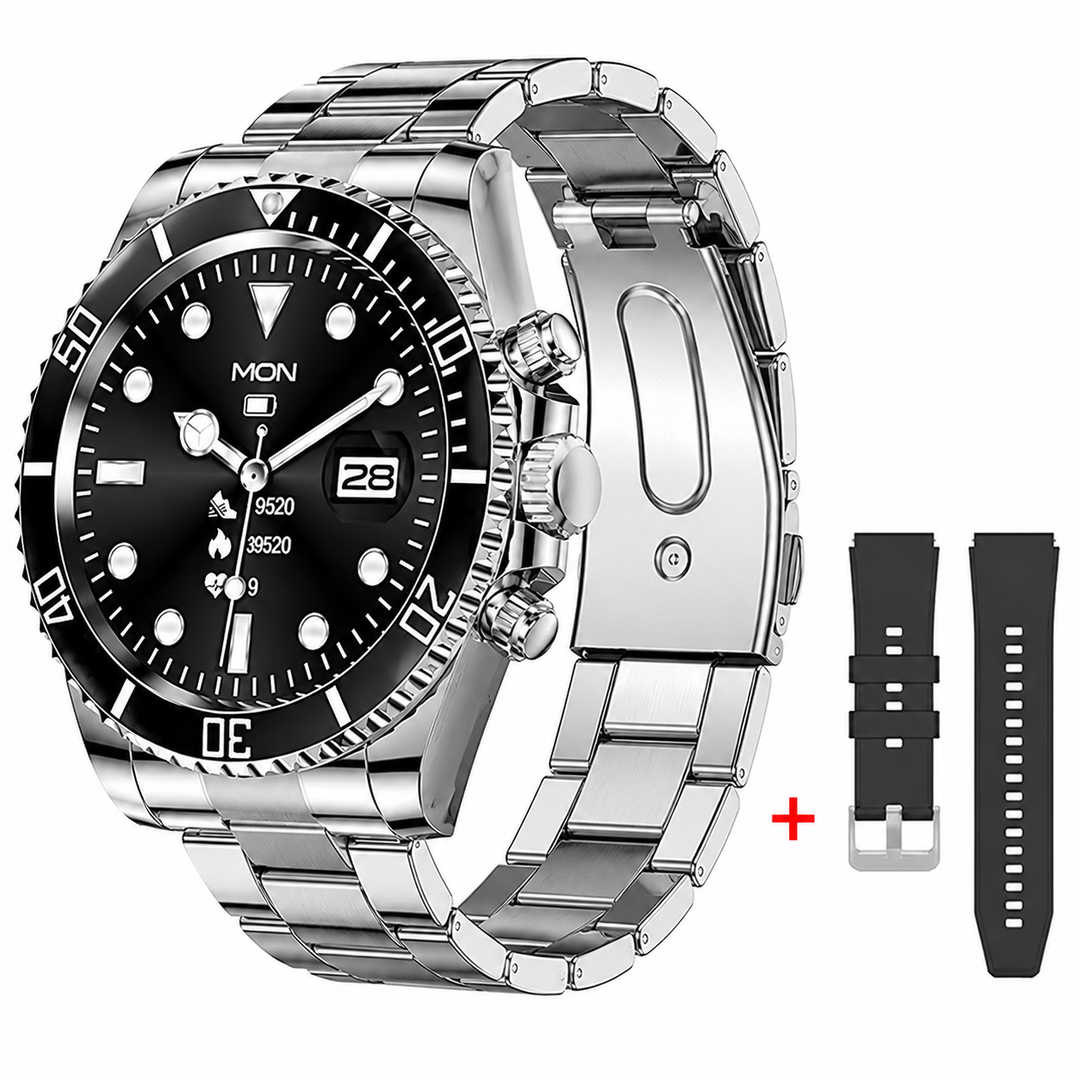 Premium Smartwatch 1.96" Curved AMOLED Bluetooth Calling Fitness Tracker Sports Modes IP68 Waterproof Health Monitoring AI Voice Assistant Android iOS Compatible Watch Daily Use