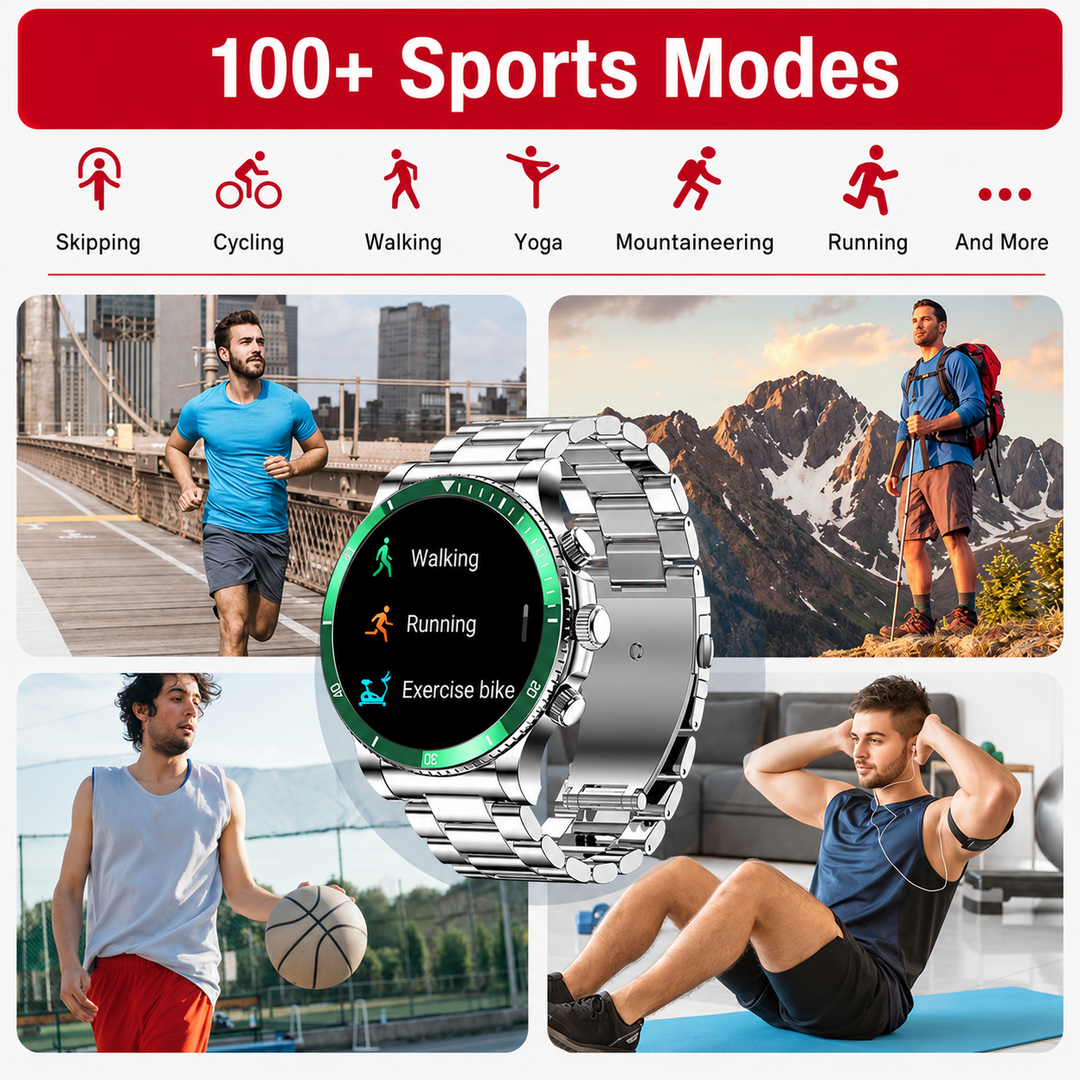 Premium Smartwatch 1.96" Curved AMOLED Bluetooth Calling Fitness Tracker Sports Modes IP68 Waterproof Health Monitoring AI Voice Assistant Android iOS Compatible Watch Daily Use