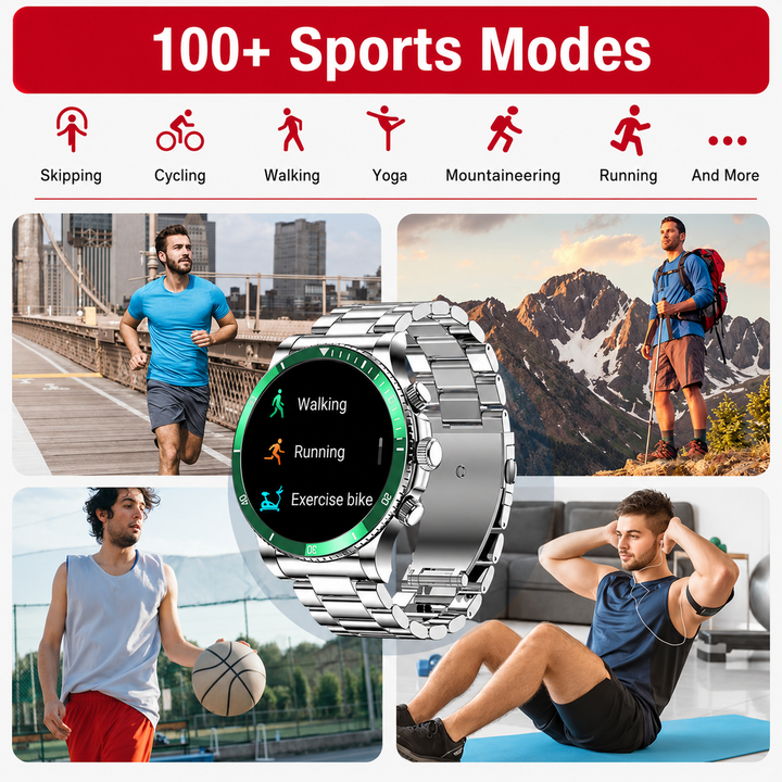 Premium Smartwatch 1.96" Curved AMOLED Bluetooth Calling Fitness Tracker Sports Modes IP68 Waterproof Health Monitoring AI Voice Assistant Android iOS Compatible Watch Daily Use