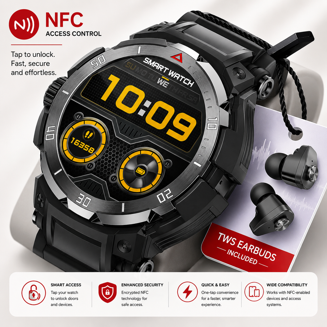 Premium Smartwatch AMOLED Display GPS Fitness Tracker 5ATM Water Resistant Bluetooth Calling 100+ Sports Modes AI Voice Assistant Wireless Charging