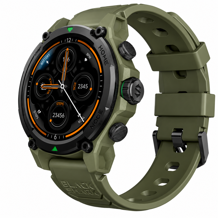 Premium Smartwatch AMOLED Display GPS Fitness Tracker 5ATM Water Resistant Bluetooth Calling 100+ Sports Modes AI Voice Assistant Wireless Charging