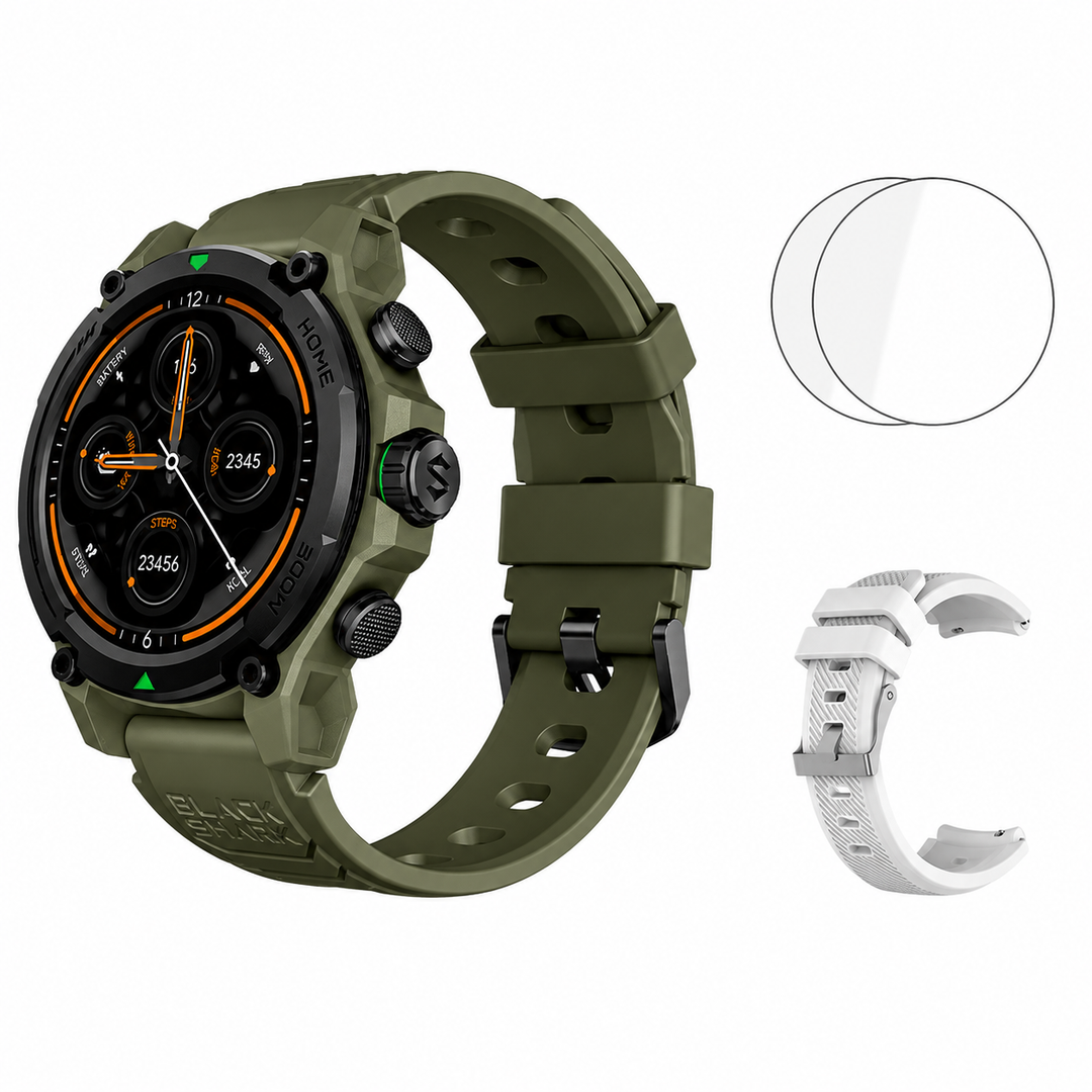 Premium Smartwatch AMOLED Display GPS Fitness Tracker 5ATM Water Resistant Bluetooth Calling 100+ Sports Modes AI Voice Assistant Wireless Charging