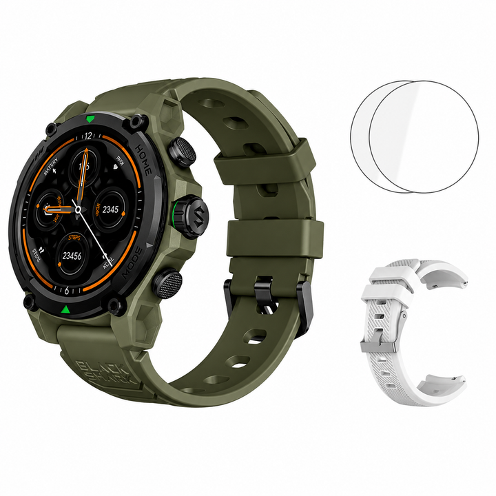 Premium Smartwatch AMOLED Display GPS Fitness Tracker 5ATM Water Resistant Bluetooth Calling 100+ Sports Modes AI Voice Assistant Wireless Charging