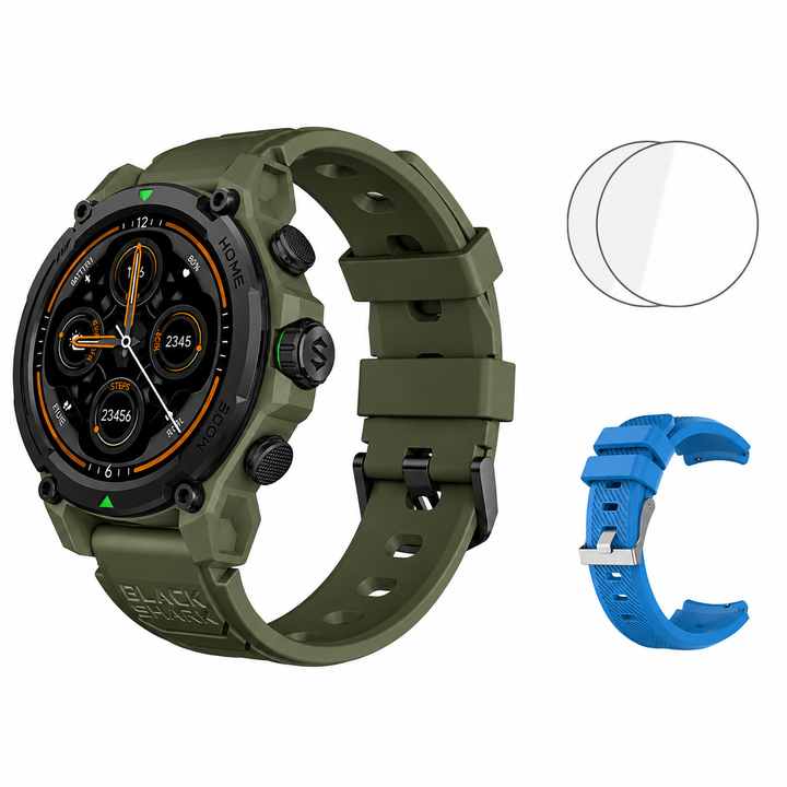 Premium Smartwatch AMOLED Display GPS Fitness Tracker 5ATM Water Resistant Bluetooth Calling 100+ Sports Modes AI Voice Assistant Wireless Charging
