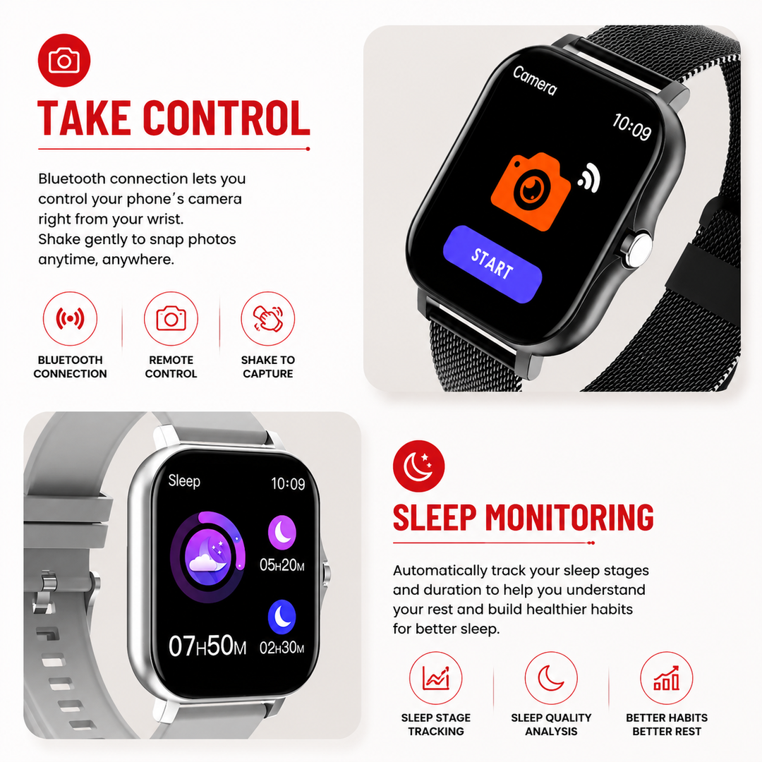 Premium Smartwatch Android OS 1.44" Full Touch Color Screen Bluetooth Calling Custom Dial Fitness Tracker Smart Watch for Men Women IP67 Water Resistant