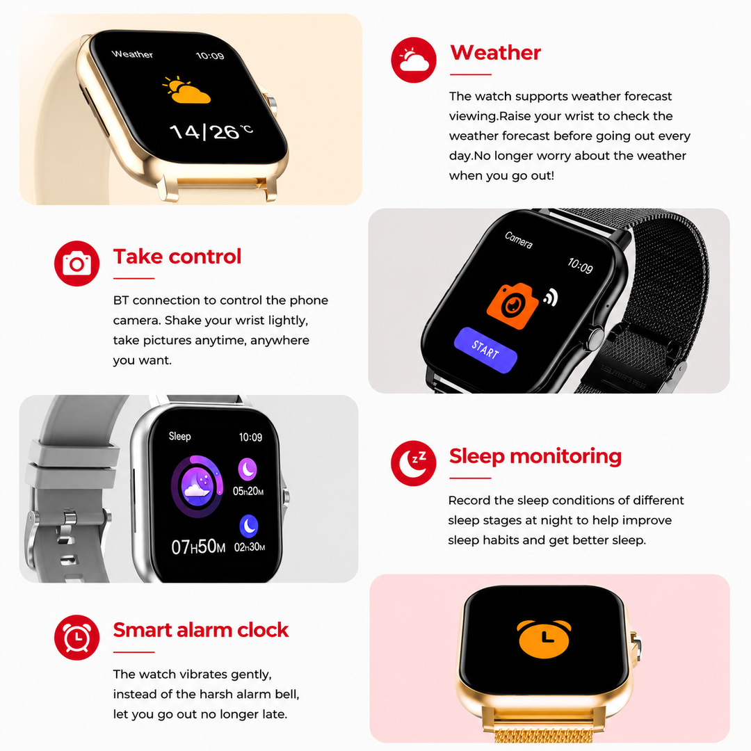 Premium Smartwatch Android OS 1.44" Full Touch Color Screen Bluetooth Calling Custom Dial Fitness Tracker Smart Watch for Men Women IP67 Water Resistant