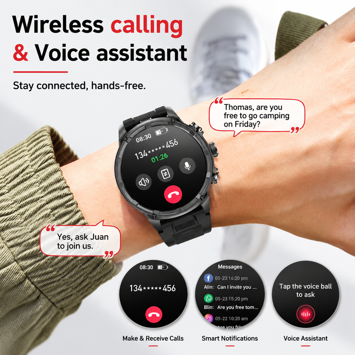 Premium Smartwatch NFC Bluetooth TWS Headset Fitness Tracker Sports Modes Sleep Monitor Camera Control Music Control Waterproof Android iOS Smart Watch