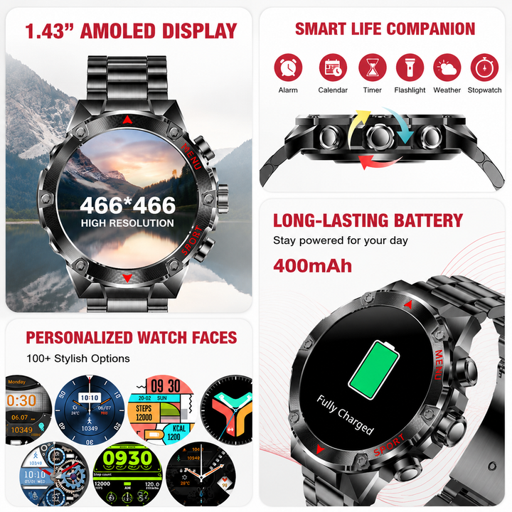 Premium Smartwatch NFC Bluetooth TWS Headset Fitness Tracker Sports Modes Sleep Monitor Camera Control Music Control Waterproof Android iOS Smart Watch