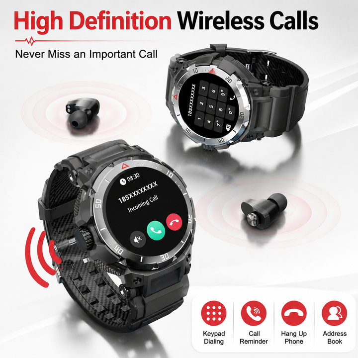 Premium Smartwatch NFC Bluetooth TWS Headset Fitness Tracker Sports Modes Sleep Monitor Camera Control Music Control Waterproof Android iOS Smart Watch