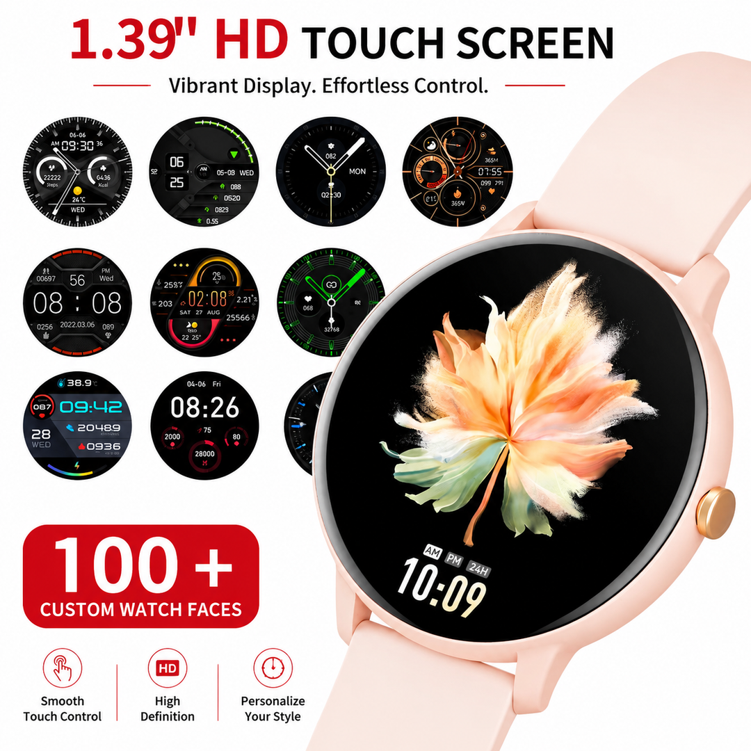 Premium Smartwatch with Bluetooth Calling Heart Rate Sleep Monitor 1.39 Inch HD Display IP67 Waterproof Fitness Tracker Android iOS Compatible Smart Watch