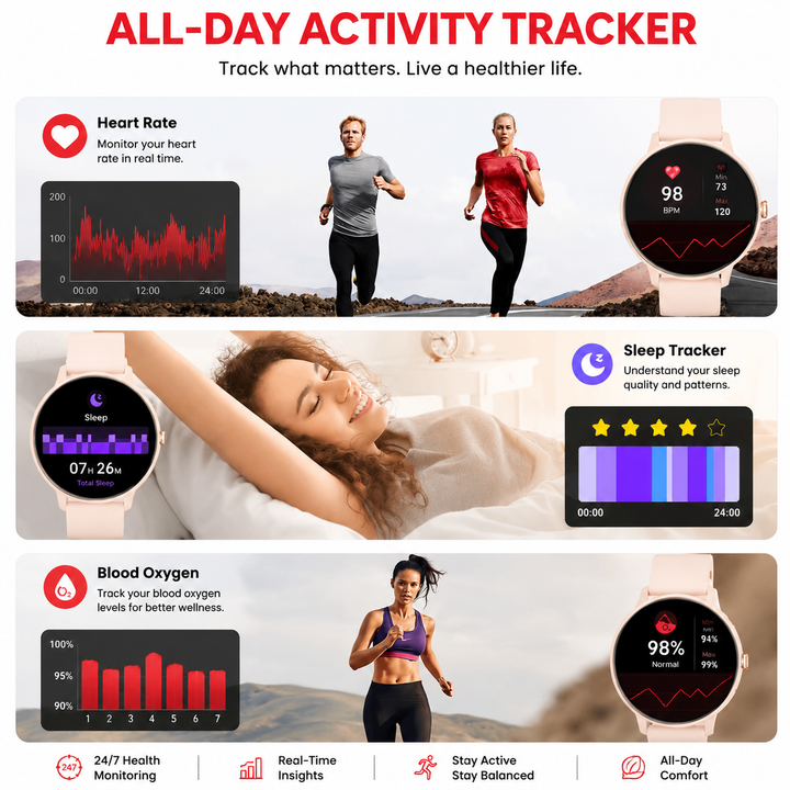 Premium Smartwatch with Bluetooth Calling Heart Rate Sleep Monitor 1.39 Inch HD Display IP67 Waterproof Fitness Tracker Android iOS Compatible Smart Watch