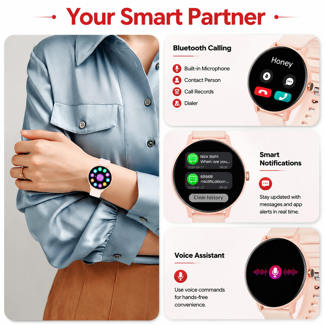 Premium Smartwatch with Bluetooth Calling Heart Rate Sleep Monitor 1.39 Inch HD Display IP67 Waterproof Fitness Tracker Android iOS Compatible Smart Watch