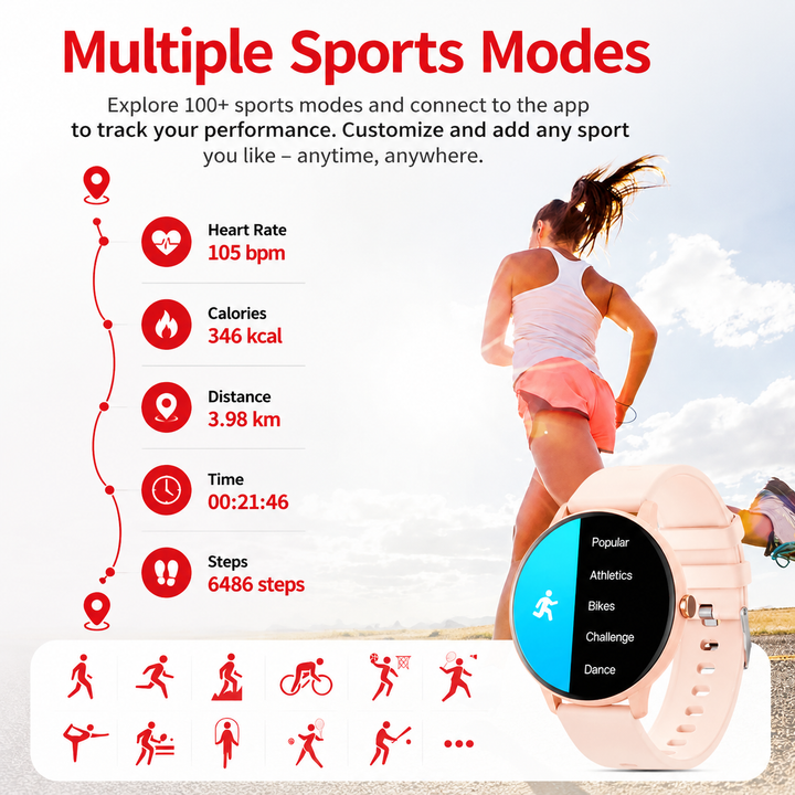 Premium Smartwatch with Bluetooth Calling Heart Rate Sleep Monitor 1.39 Inch HD Display IP67 Waterproof Fitness Tracker Android iOS Compatible Smart Watch