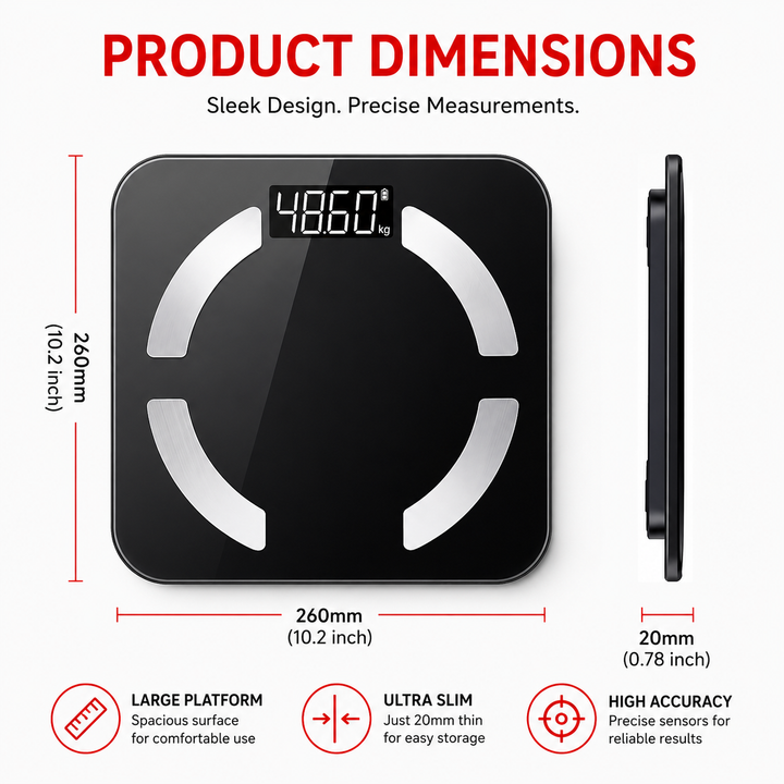 Premium Solar Digital Body Weight Scale Smart Bathroom Scale Body Fat Monitor Bioimpedance Analysis BMI Tracker App Sync Health Metrics Monitor