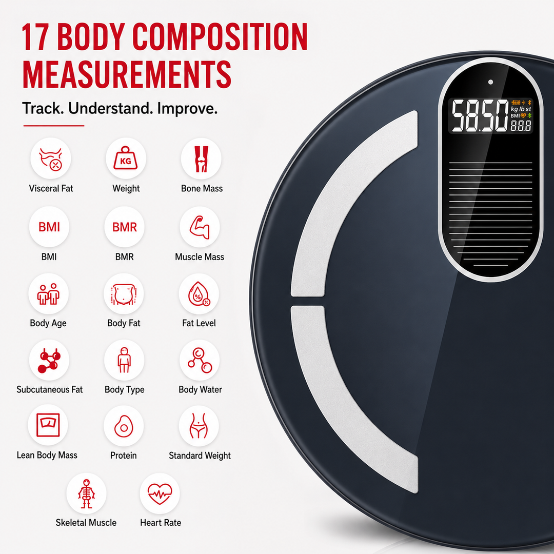 Premium Solar Digital Body Weight Scale Smart Bathroom Scale Body Fat Monitor Bioimpedance Analysis BMI Tracker App Sync Health Metrics Monitor