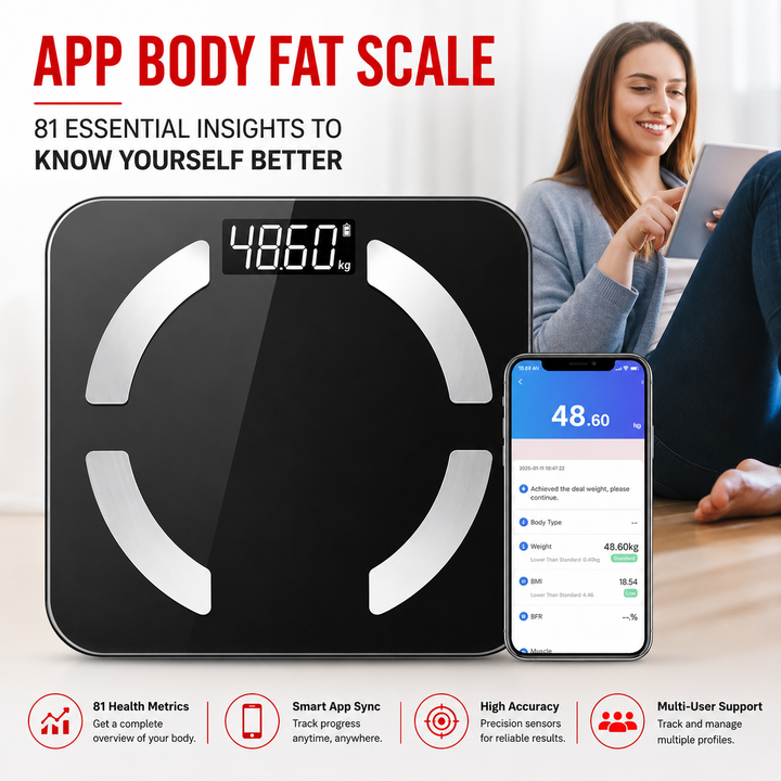 Premium Solar Digital Body Weight Scale Smart Bathroom Scale Body Fat Monitor Bioimpedance Analysis BMI Tracker App Sync Health Metrics Monitor
