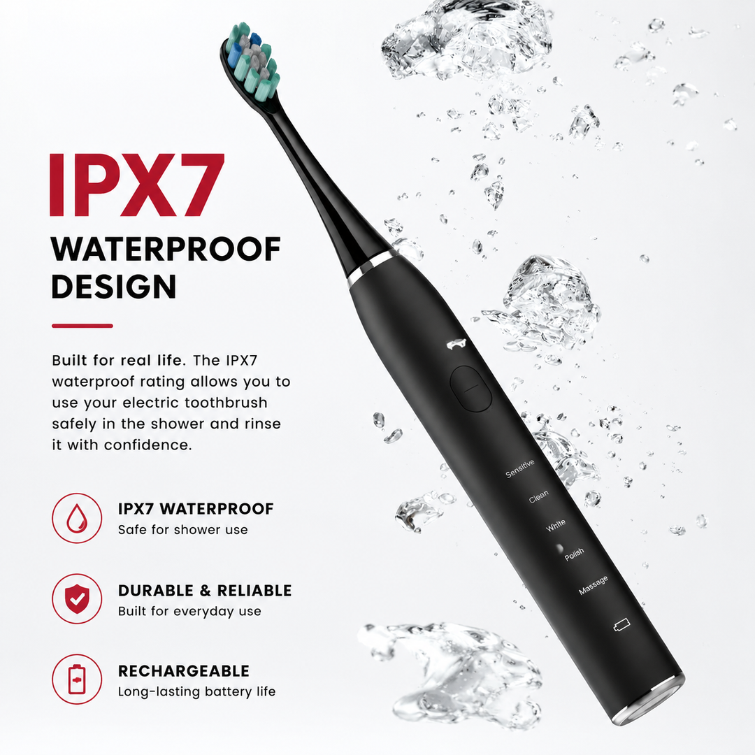 Premium Sonic Electric Toothbrush 37200 VPM Deep Clean 5 Modes 12 Brush Heads 30 Day Battery IPX7 Waterproof Rechargeable Dental Care Whitening Brush