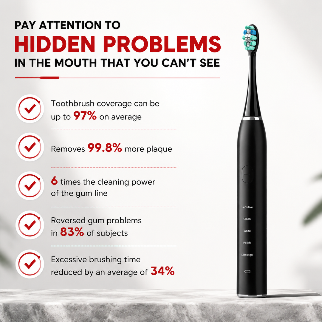 Premium Sonic Electric Toothbrush 37200 VPM Deep Clean 5 Modes 12 Brush Heads 30 Day Battery IPX7 Waterproof Rechargeable Dental Care Whitening Brush