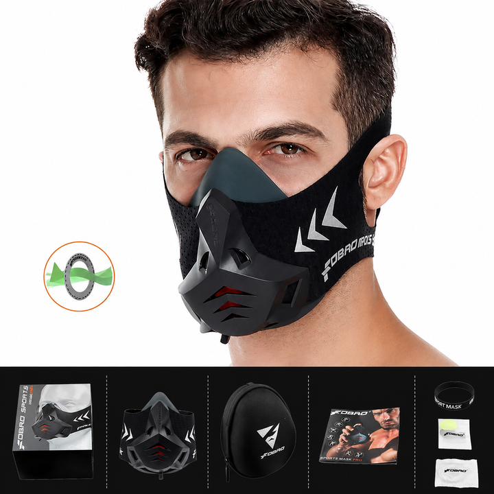 Premium Sports Mask Running Cycling Gym Training Mask Air Filter Dust Protection High Altitude Fitness Workout Mask Adjustable Breathable Unisex