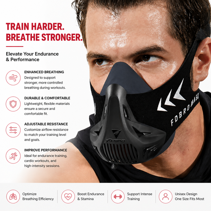 Premium Sports Mask Running Cycling Gym Training Mask Air Filtration Dust Protection Adjustable Fit High Altitude Fitness Workout Breathing Mask