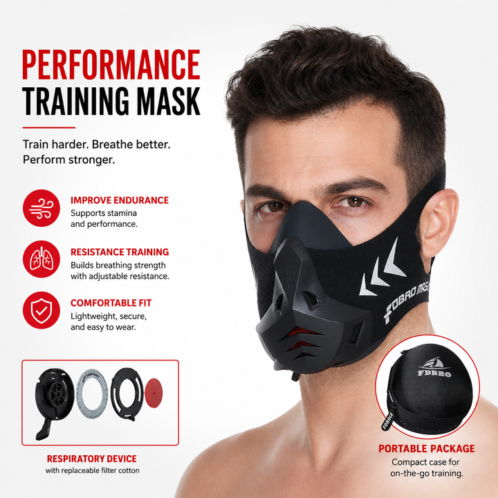 Premium Sports Mask Running Cycling Gym Training Mask Air Filtration Dust Protection Adjustable Fit High Altitude Fitness Workout Breathing Mask