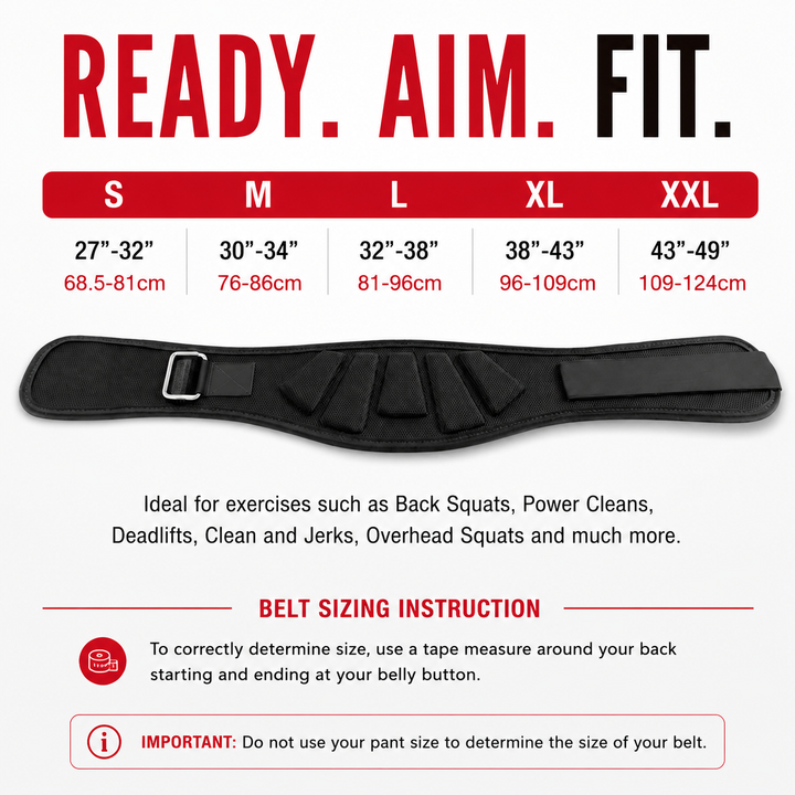 Premium Sports Weight Lifting Belt Adjustable Nylon Lumbar Support Belt for Gym Workout Powerlifting Squats Strength Training Back Support Men &amp; Women
