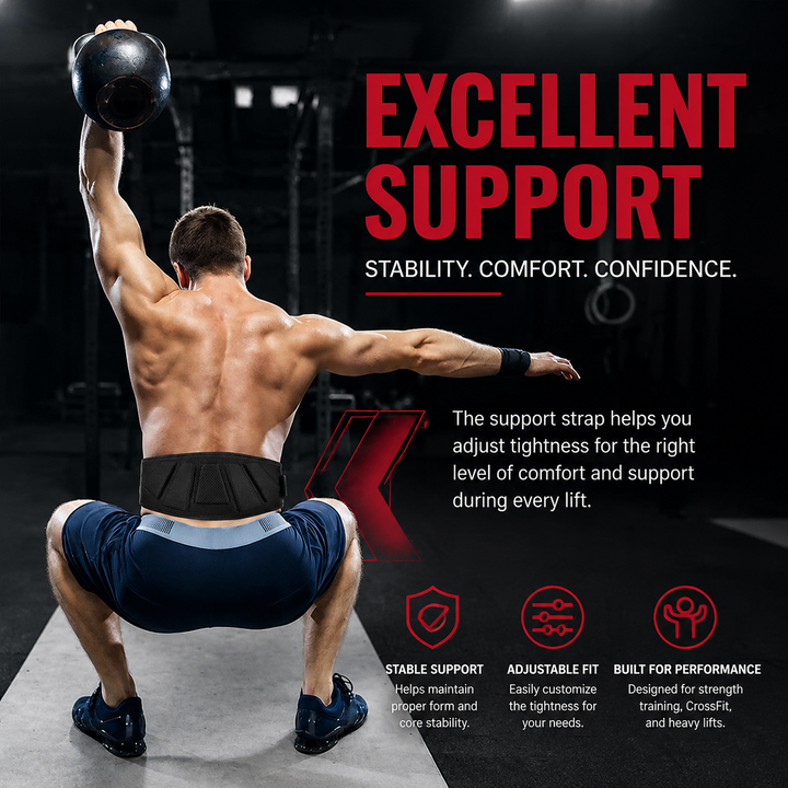 Premium Sports Weight Lifting Belt Adjustable Nylon Lumbar Support Belt for Gym Workout Powerlifting Squats Strength Training Back Support Men &amp; Women