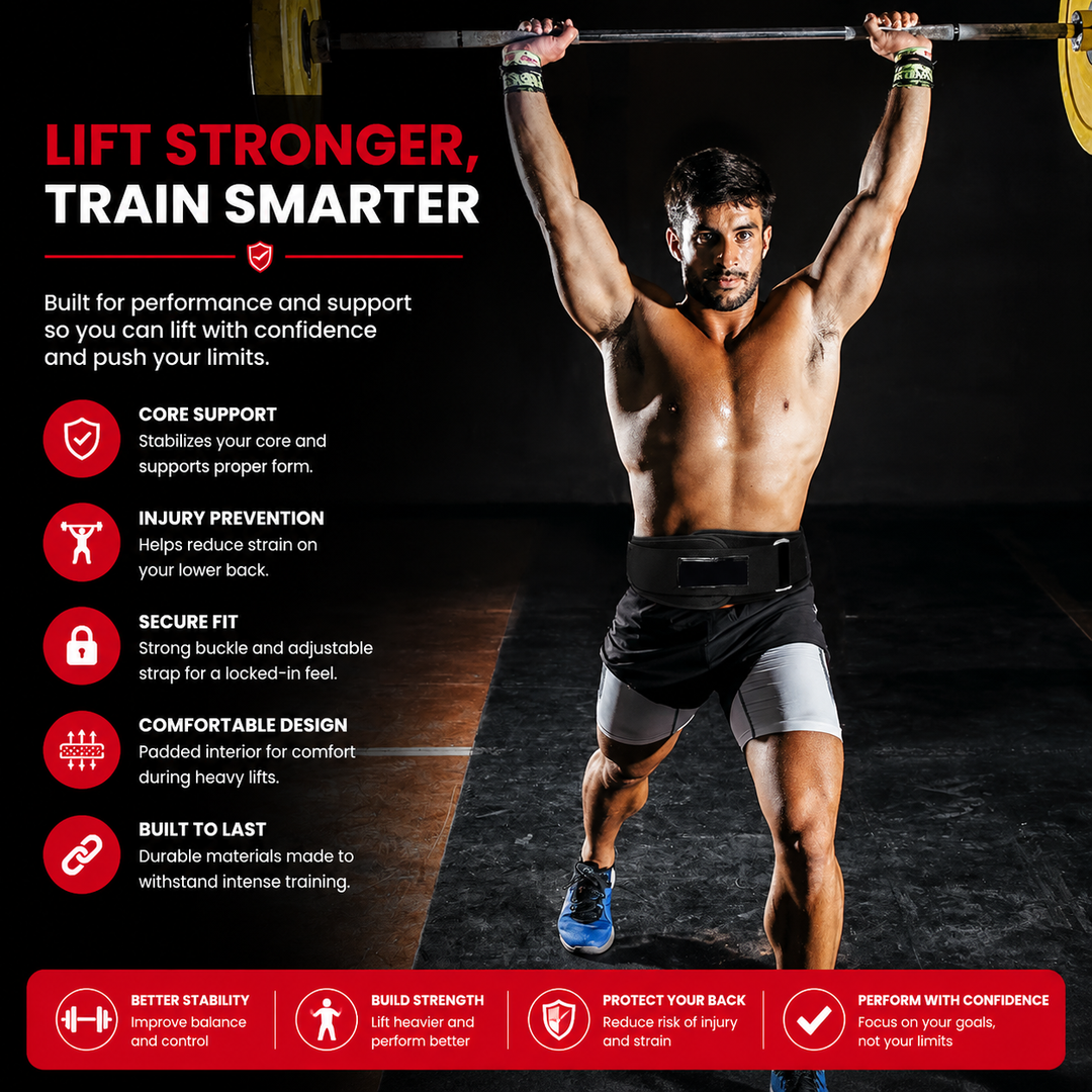 Premium Sports Weight Lifting Belt Adjustable Nylon Lumbar Support Belt for Gym Workout Powerlifting Squats Strength Training Back Support Men &amp; Women