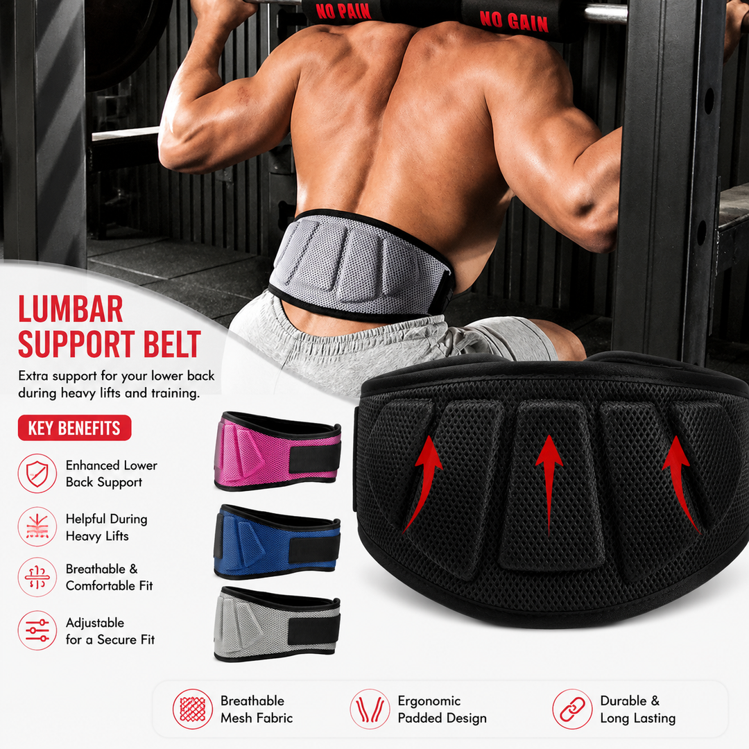 Premium Sports Weight Lifting Belt Adjustable Nylon Lumbar Support Belt for Gym Workout Powerlifting Squats Strength Training Back Support Men &amp; Women