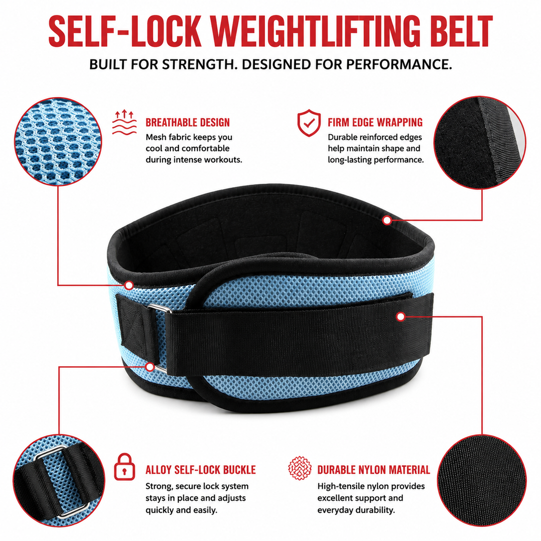 Premium Sports Weight Lifting Belt Adjustable Nylon Lumbar Support Belt for Gym Workout Powerlifting Squats Strength Training Back Support Men &amp; Women
