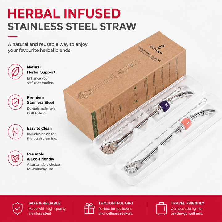Premium Stainless Steel Bombilla Straw Set Reusable Yerba Mate Filter Straws with Cleaning Brushes Eco Friendly Metal Drinking Straws with Built In Filter Spoon